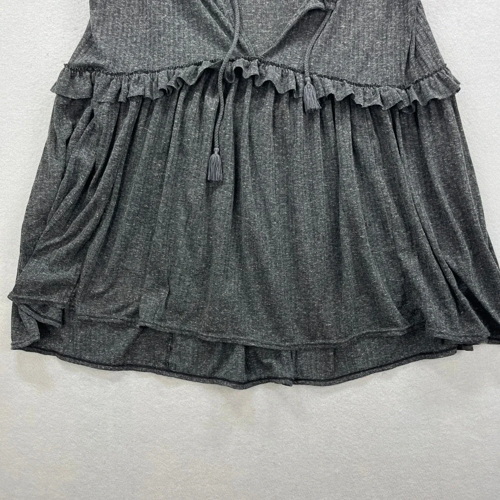 Free People Cami Top Womens Small Charcoal FP Beach Ruffle Tassel Boho Coastal